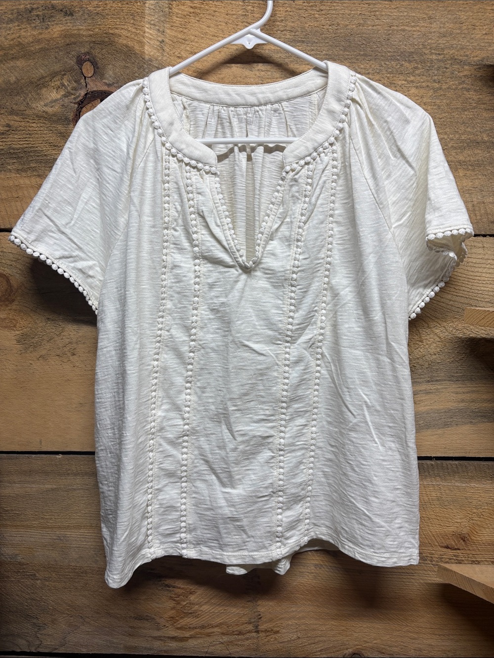 Lands End Embroidered Short Sleeve Top